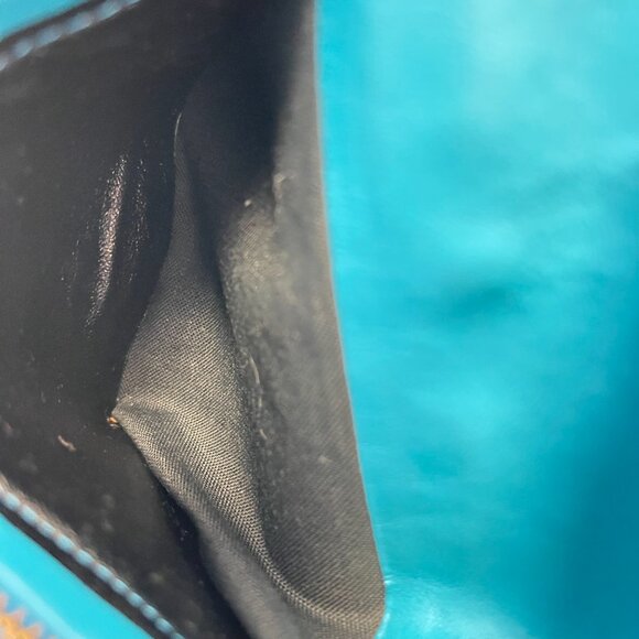Yves Saint Laurent YSL Vintage Turquoise Compact Bifold Wallet - Preowned - Picture 5 of 13